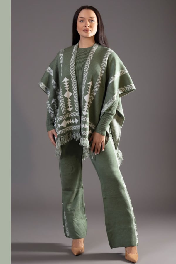 Cape style winter co-ord set collection - Green, Large