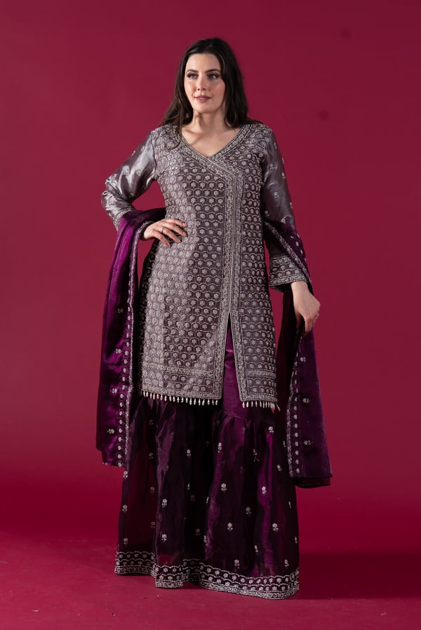 Shiffonz 3 piece angrakha style gharara suit