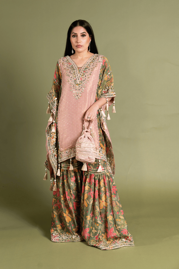 Premium 2 piece kaftan style top with gharara set