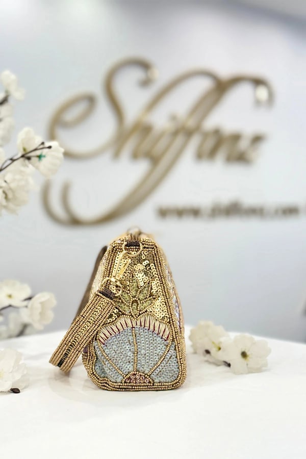 Floral luxury sequence embroidered clutch purse - Image 3