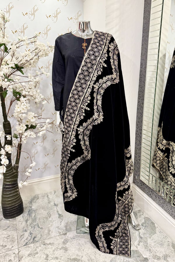 Velvet embroidered shawl collection