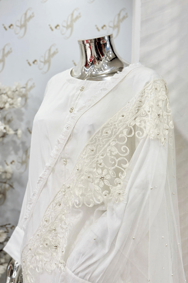 Casual net dupatta with thread work embroidery - Image 2