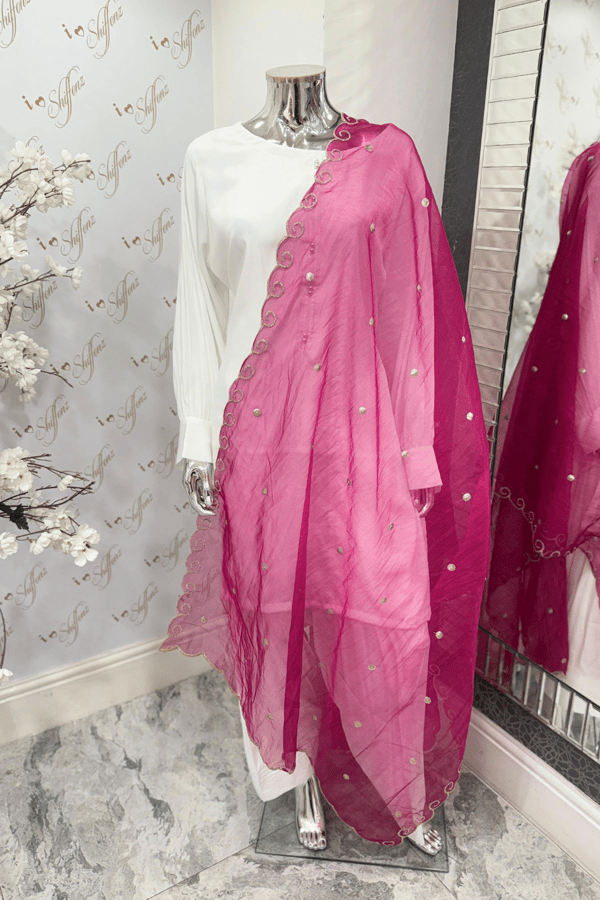 Organza dupatta with border work - Image 7