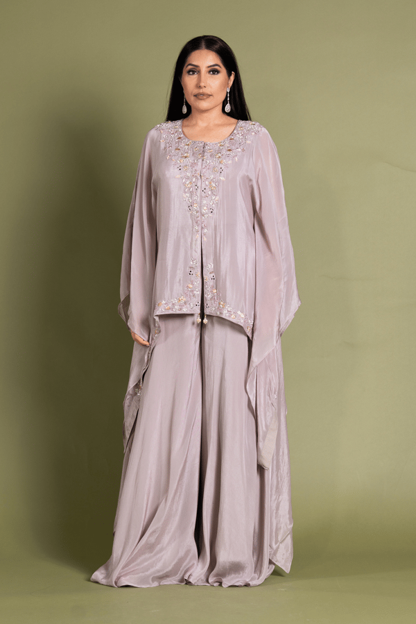 Shiffonz indowestern cape suit with plazo