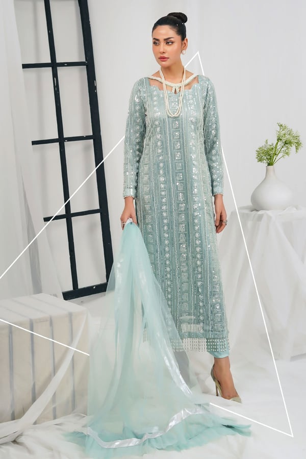 Mirey luxury collection 3 piece embroidered suit - Blue, X - Large