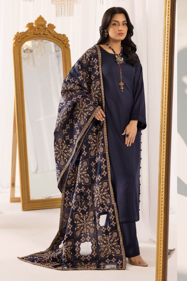 Dhanak 3 piece suit with cutwork shawl - Image 3