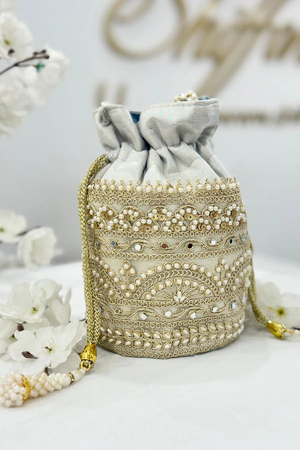 Shiffonz luxury crepe pearl potli bag - Image 2