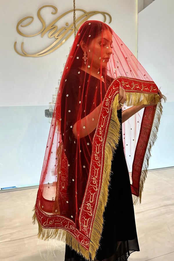 Qubool hai nikkah dupatta - Maroon, FREE SIZE