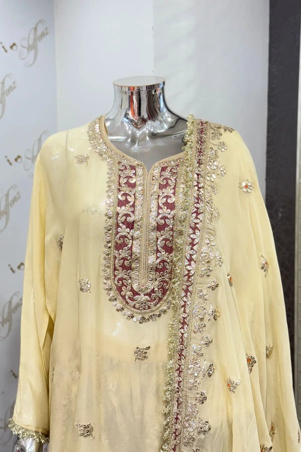 Sandali luxe pure chiffon semi stitched sharara suit - Image 5