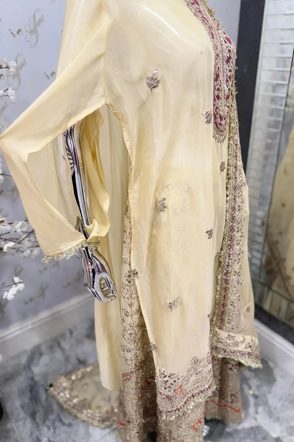 Sandali luxe pure chiffon semi stitched sharara suit - Image 6