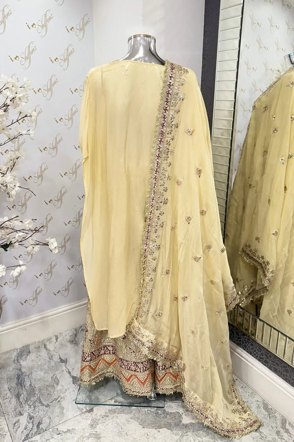 Sandali luxe pure chiffon semi stitched sharara suit - Image 4