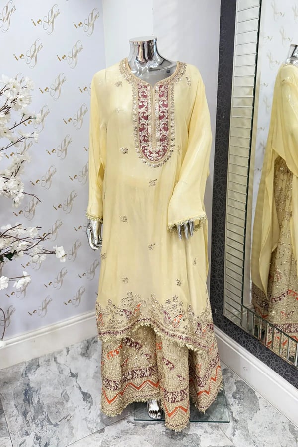 Sandali luxe pure chiffon semi stitched sharara suit - Image 2