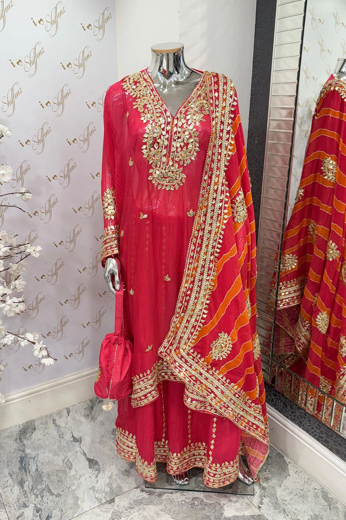 Sandali luxe pure chiffon semi stitched sharara suit