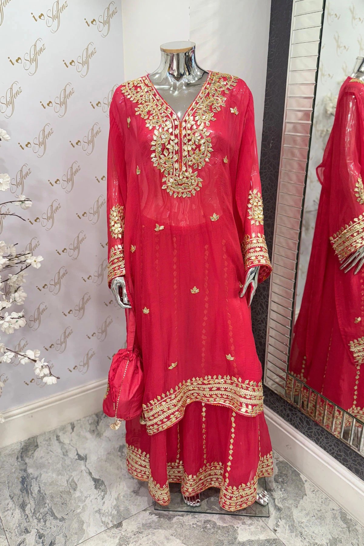Sandali luxe pure chiffon semi stitched sharara suit - Image 2