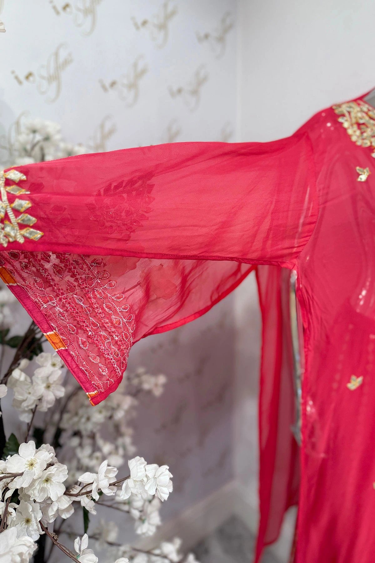 Sandali luxe pure chiffon semi stitched sharara suit - Image 7