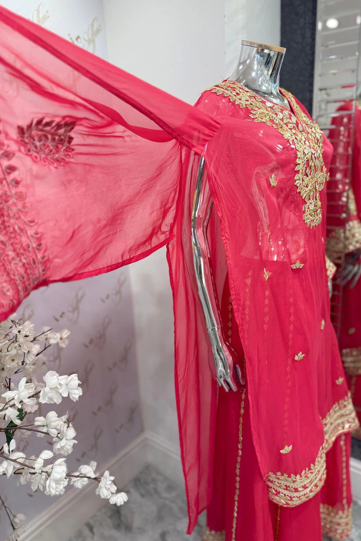 Sandali luxe pure chiffon semi stitched sharara suit - Image 5