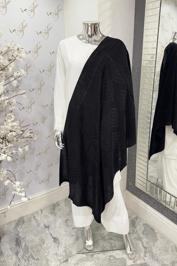 Shiffonz wool shawl collection - Black, FREE SIZE