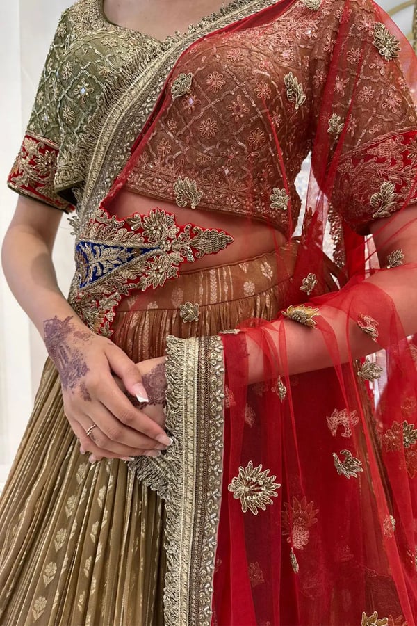 3 Piece organza threadwork lehnga choli - Image 4