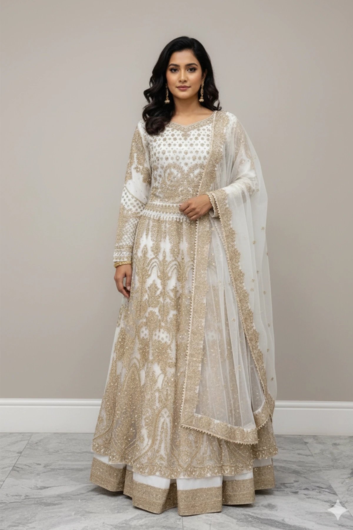 Shiffonz 3 piece net embroidered lengha choli