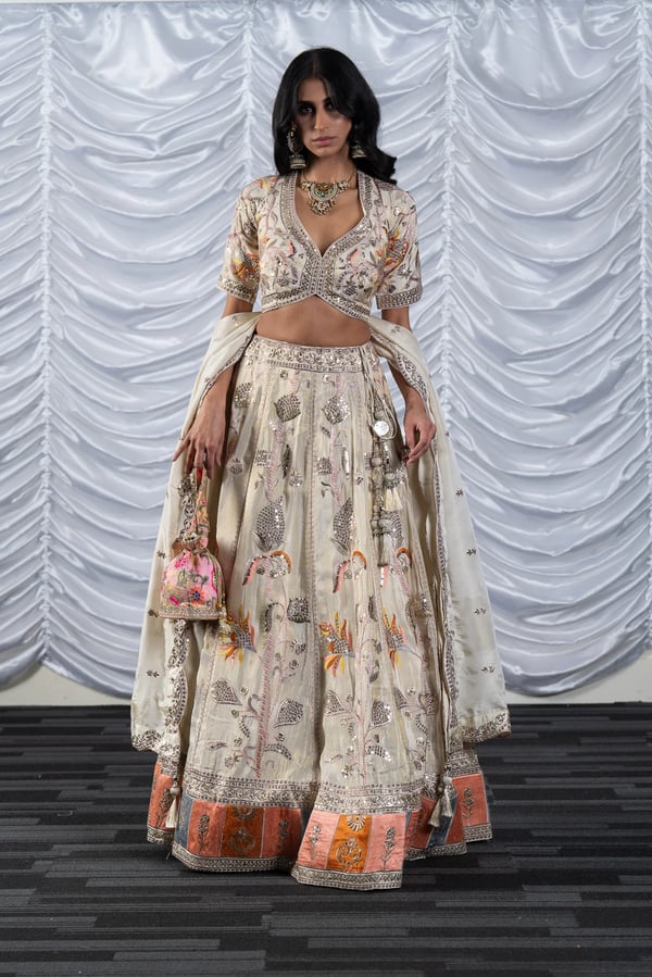Blossom raw silk lehenga choli