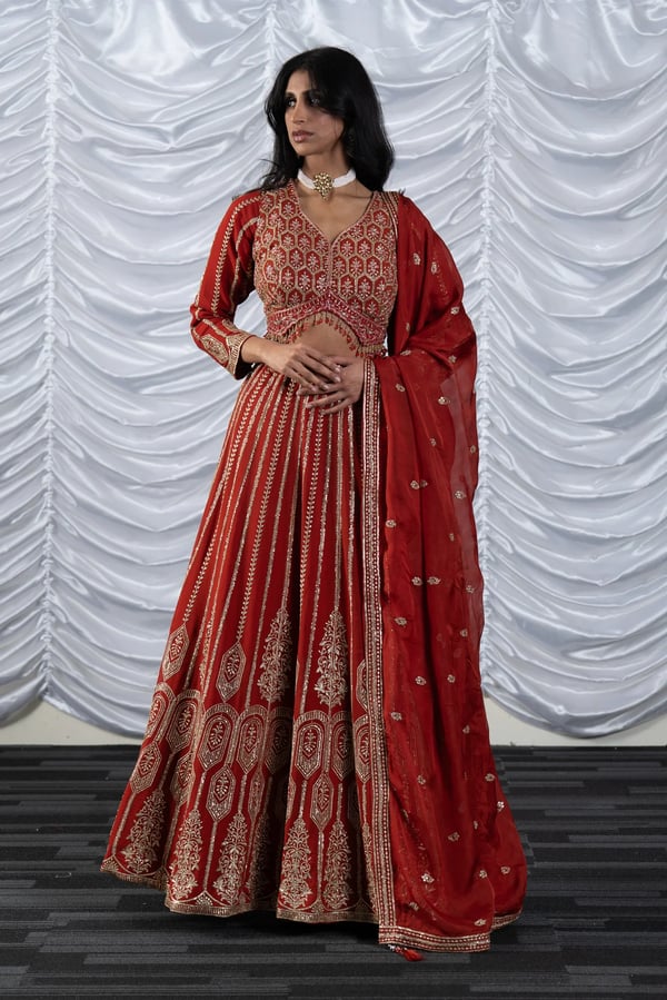 Elegant georgette lehnga choli with intricate threadwork