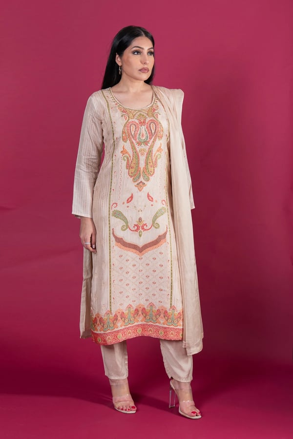 Shiffonz graceful 3 piece silk long shirt suit