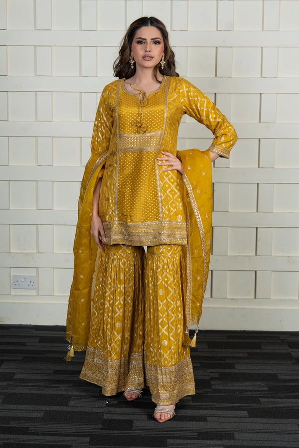 Deluxe 3 piece banarasi gharara suit