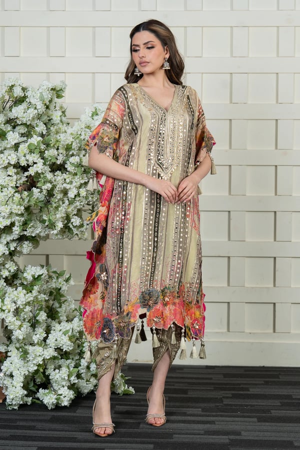 Graceful 2 piece kaftan style top with tulip set - Image 2