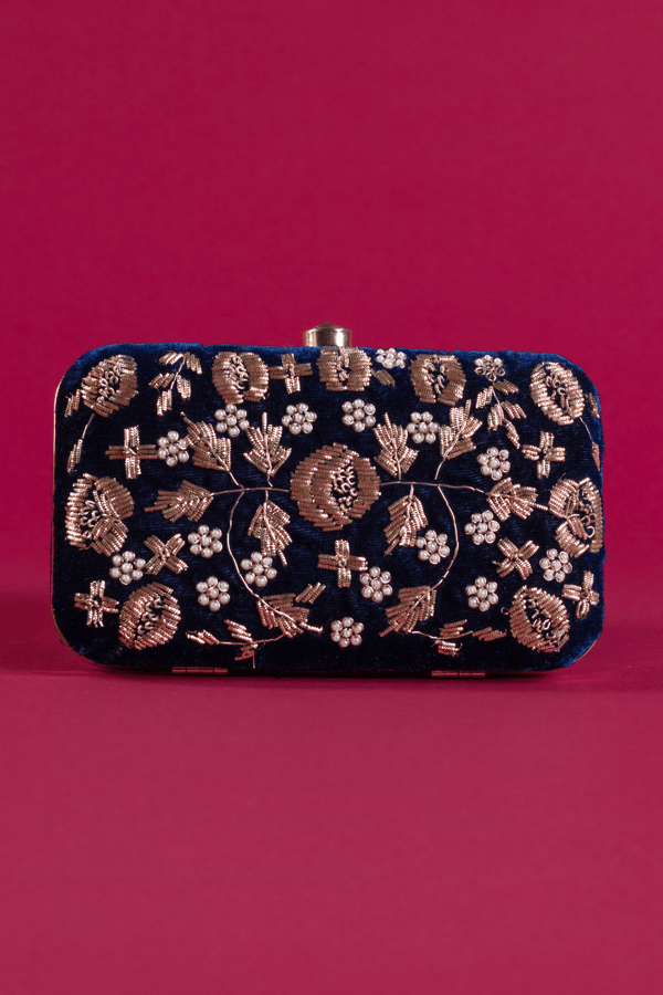 Customised lelvet embroidered clutch - Image 2