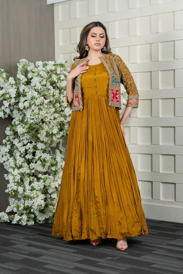 Elegant 2 piece anarkali short jacket gown collection