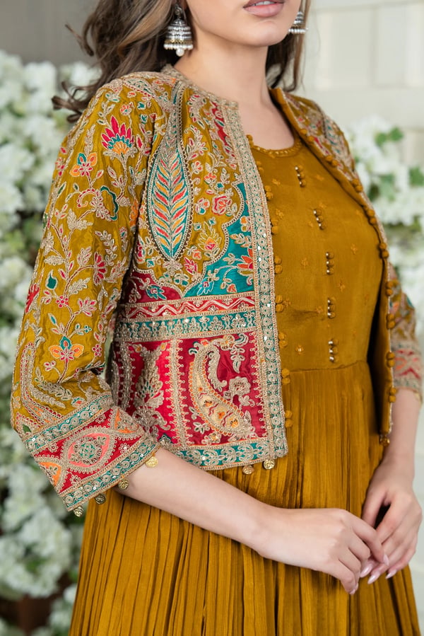Elegant 2 piece anarkali short jacket gown collection -