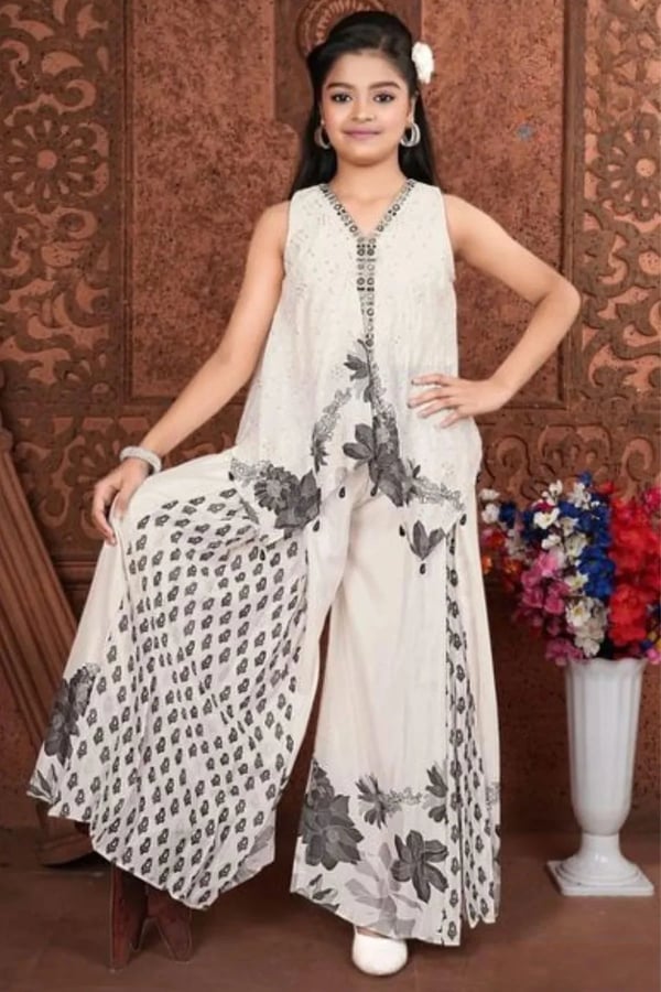 Eid collection 2025 kids chiffon 2-piece sharara suit