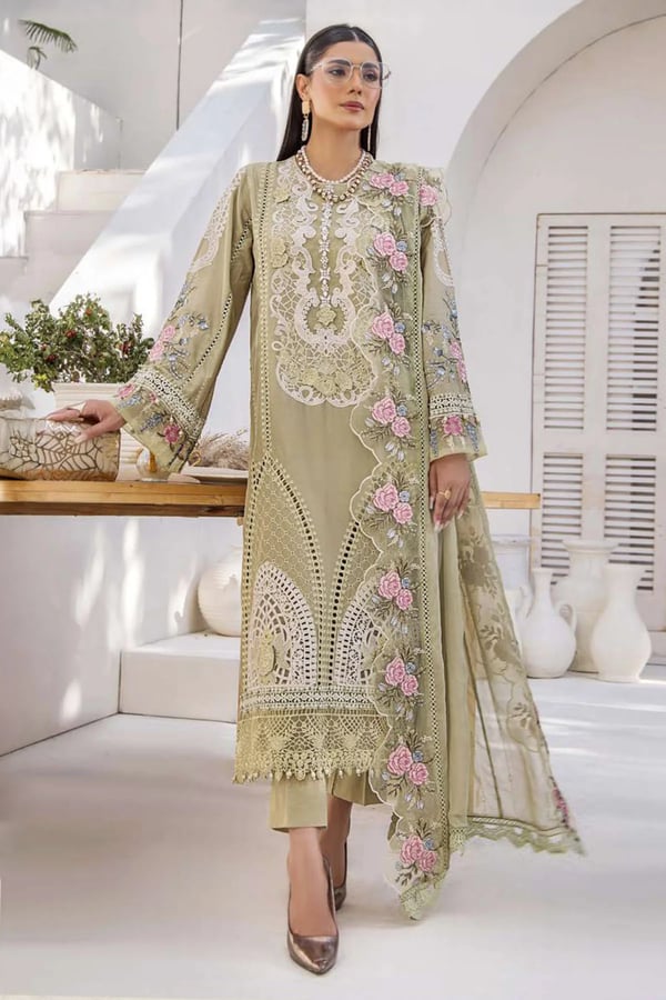Luxury Eid 2025 3 piece Maria B collection - Mint, X - Large