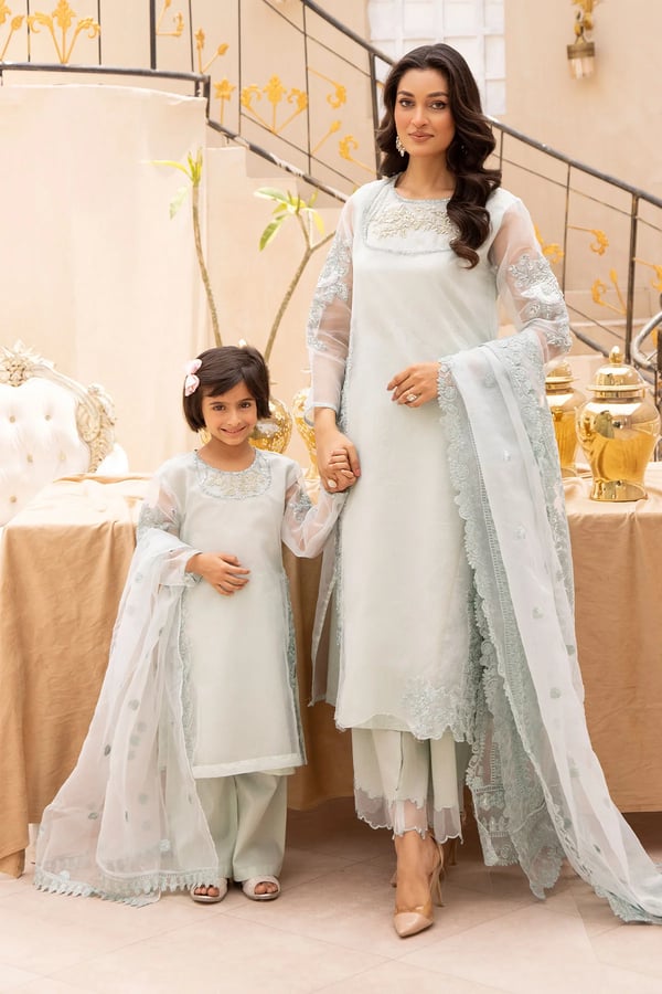 Elegant Eid 2025 3 piece mother and daughter kids suit