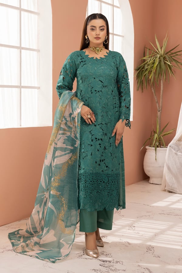 Elegant 3 piece Rang Rasiya lawn Eid 2025 collection - Green, X - Large