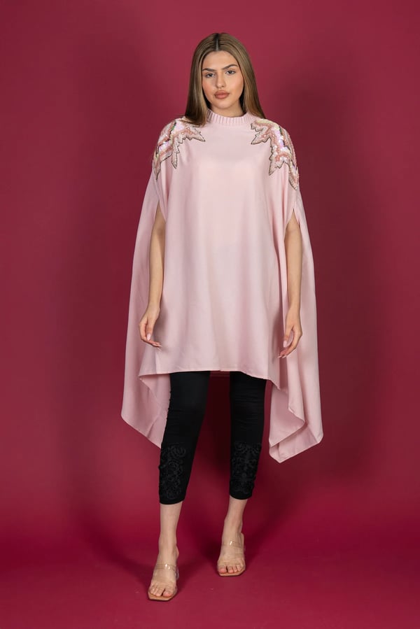 Shiffonz deluxe Eid 2025 modest short kaftan collection - Pink, FS