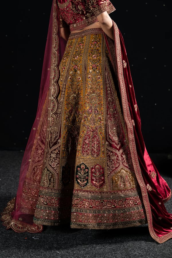 Velvet 3 piece lehnga choli with double dupattas - Image 6