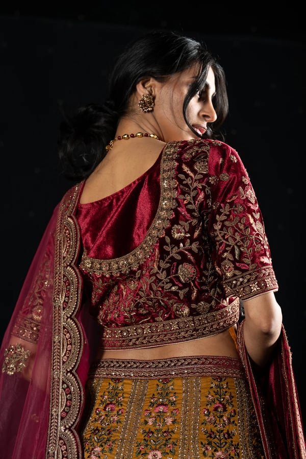 Velvet 3 piece lehnga choli with double dupattas - Image 9