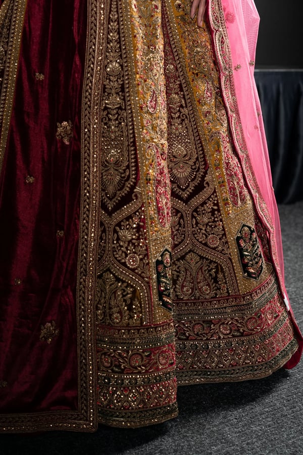 Velvet 3 piece lehnga choli with double dupattas - Image 13