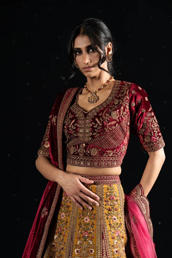 Velvet 3 piece lehnga choli with double dupattas - Image 7