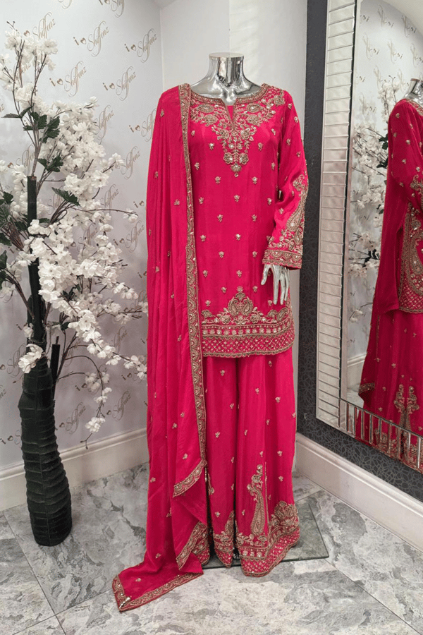 Meher luxe collection 3 piece chiffon embroidered suit - Image 3