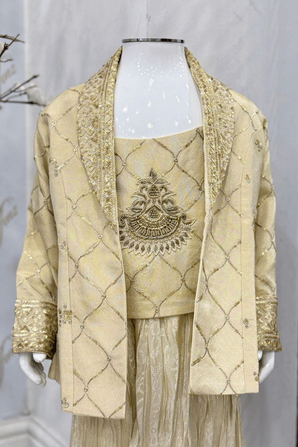 Kids 3 piece jacket style suit with plazo - Image 5