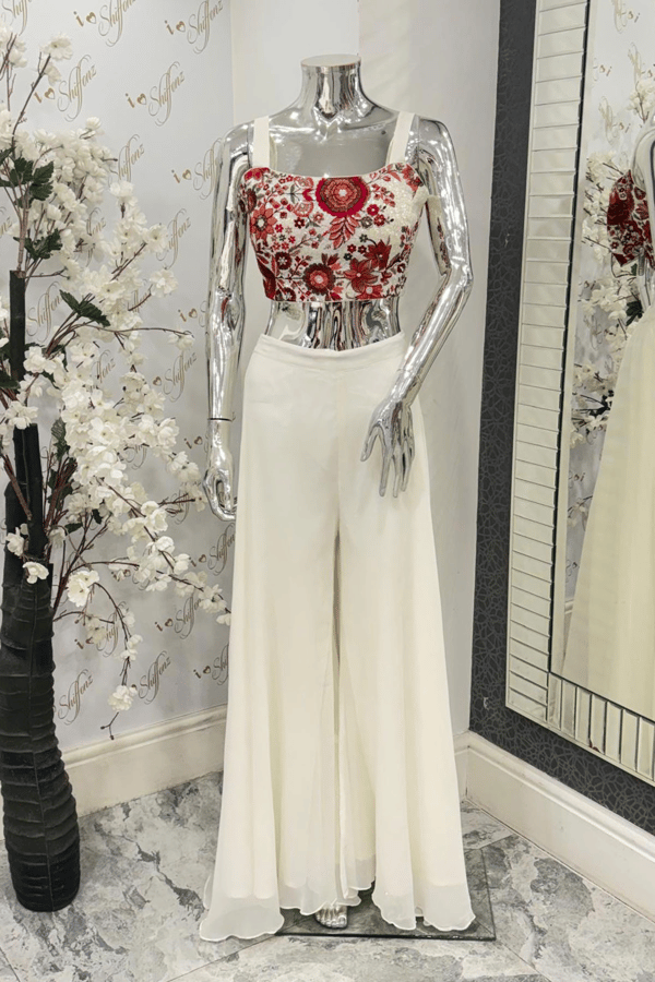 Meher luxe collection 3 piece embroidered jacket style suit - Image 3