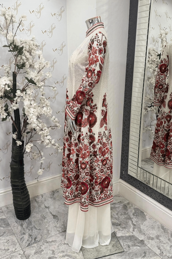 Meher luxe collection 3 piece embroidered jacket style suit - Image 4