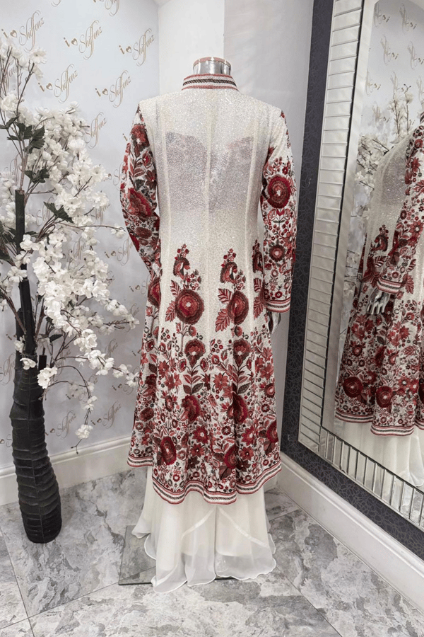 Meher luxe collection 3 piece embroidered jacket style suit - Image 5