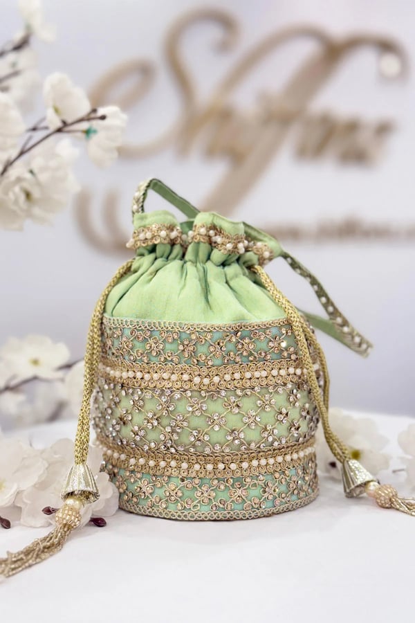 Shiffonz delicate crepe pearl potli bag - Image 2