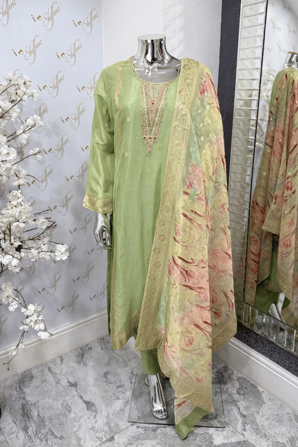 Mehboob luxe collection 3 piece embroidered suit