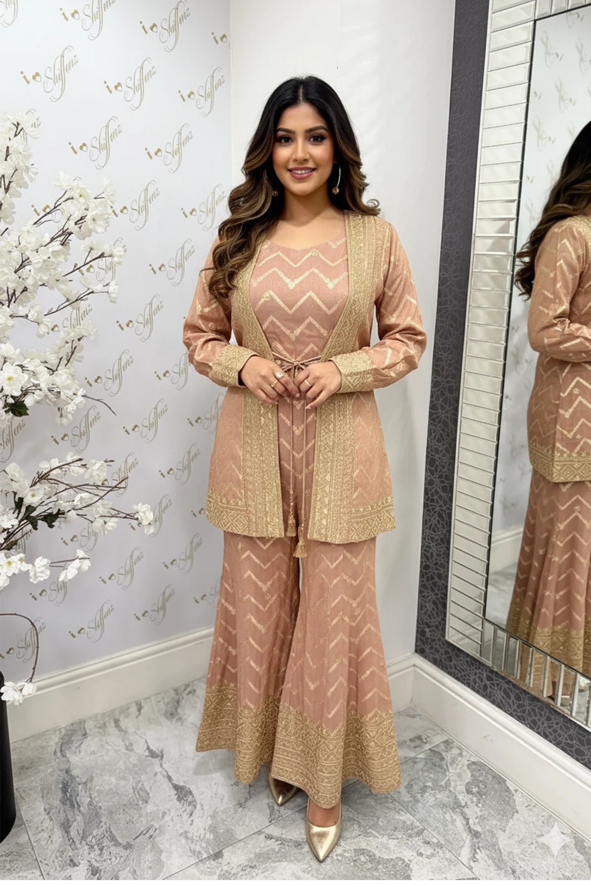 Shiffonz 3 piece cape style set with plazo