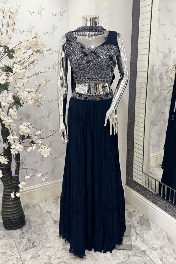 Shiffonz 3 piece chiffon embroidered lengha choli