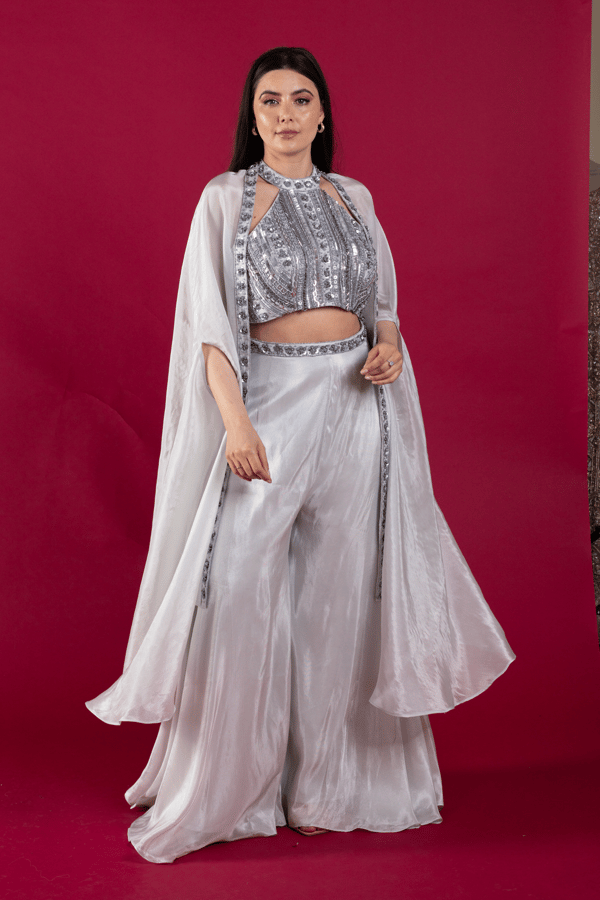 3 Piece embroidered choli with plazo's